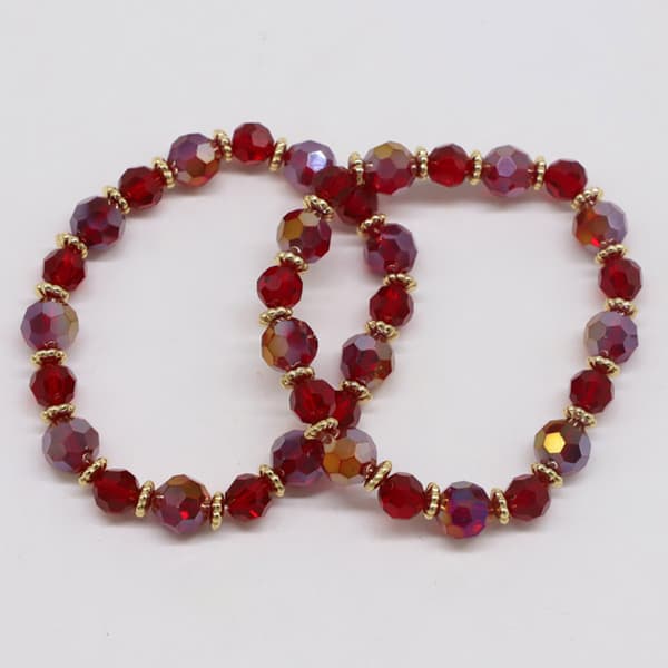 Ashley Cooper(tm) 2pc. Red Beaded Stretch Bracelet Set - image 