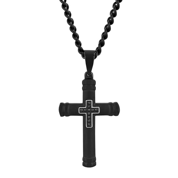 Mens Gentlemen's Classics&#40;tm&#41; 1/20ctw. Black Diamond Cross Pendant - image 