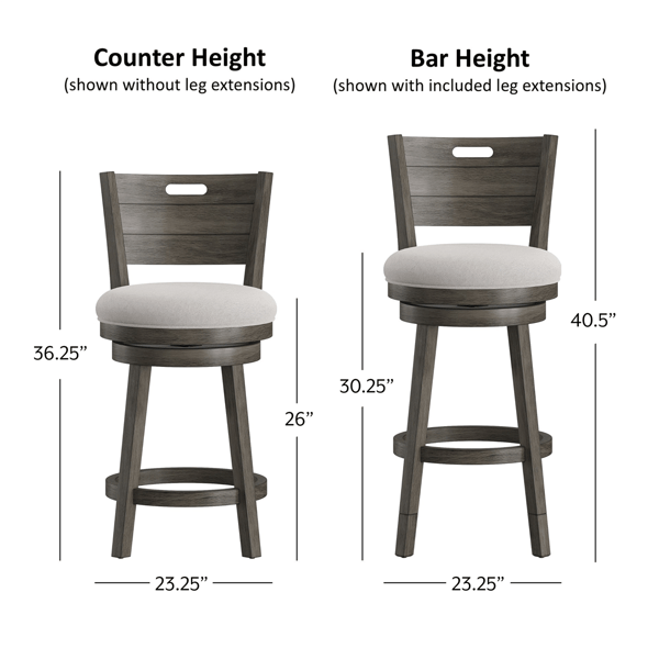 HH2 Home Rhys Adjustable Height Swivel Stool with Ladder Back