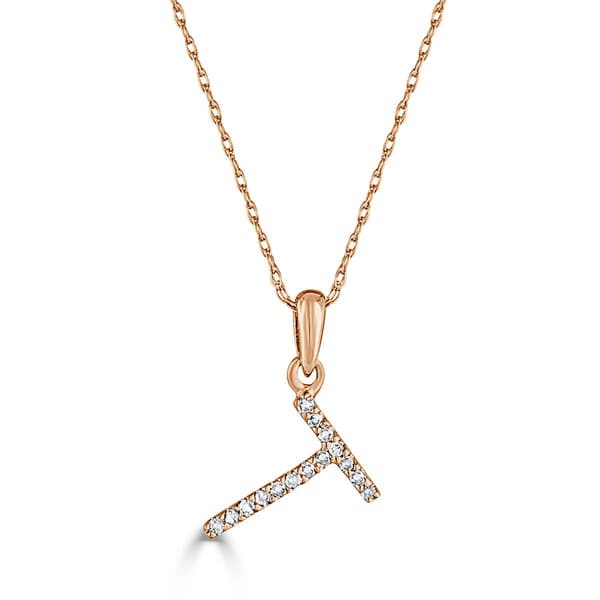 Diamond Classics(tm) 14kt. Rose Gold Initial T Letter Necklace - image 