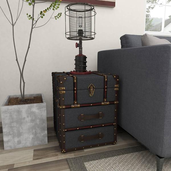 9th & Pike® Blue Wood and Linen Traditional Accent Table