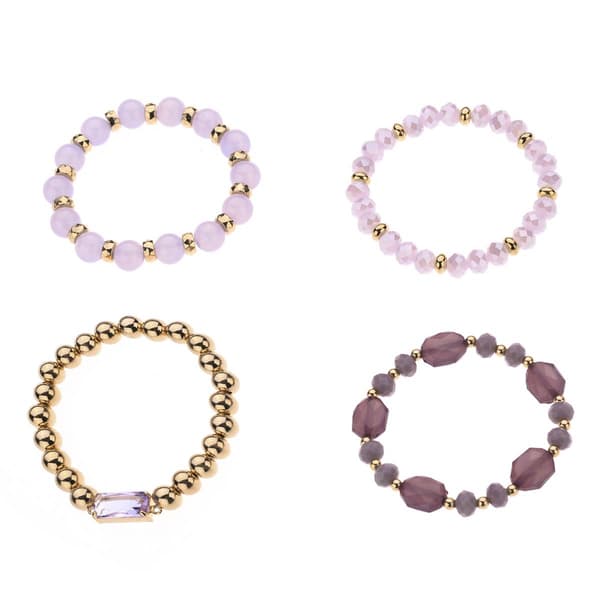 Ashley Cooper(tm) 4pk. Gold Purple Beaded Bracelet Set - image 