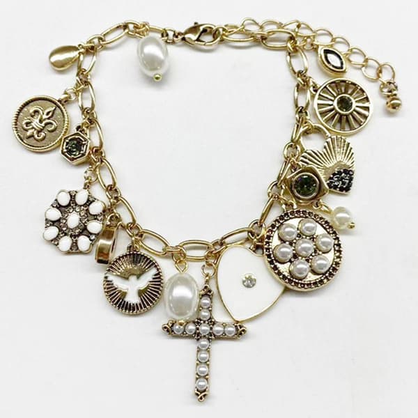 Ashley Antique Gold Charm Link Bracelet - image 