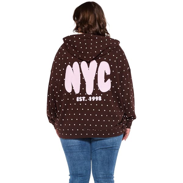 Juniors Plus Rebel Veil French Terry Puff Zip Hoodie - Dots