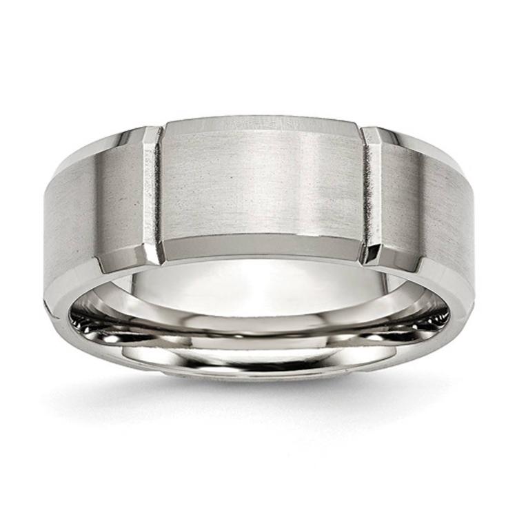 Mens Gentlemen's Classics(tm) Beveled Edge & Grooved Wedding Band