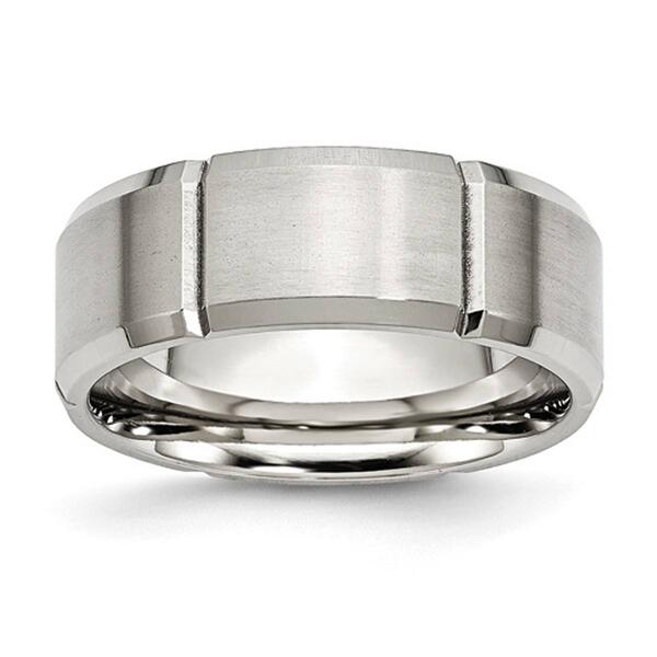 Mens Gentlemen's Classics&#40;tm&#41; Beveled Edge & Grooved Wedding Band - image 