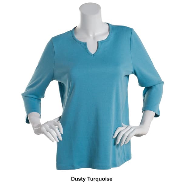 Womens Hasting &amp; Smith 3/4 Sleeve Solid Split Neck Top