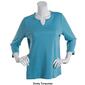 Womens Hasting & Smith 3/4 Sleeve Solid Split Neck Top - image 4