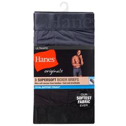 Mens Hanes® Originals 3pk. Supersoft Boxer Briefs - Black