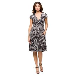 Womens 24/7 Comfort Apparel Black/White Knee Length Pocket Dress