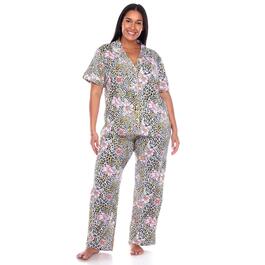 Plus Size White Mark 2pc. Leopard Floral Pajama Set