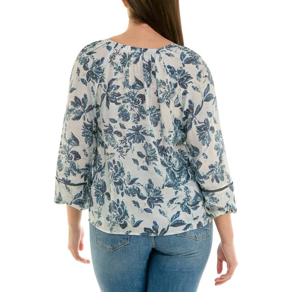 Womens Zac & Rachel 3/4 Puff Sleeve Floral Blouse