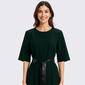 Womens Perceptions Elbow Sleeve w/ Faux Leather Belt A-Line Dress - image 3