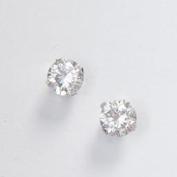 White Gold 5mm White Cubic Zirconia Stud Earrings