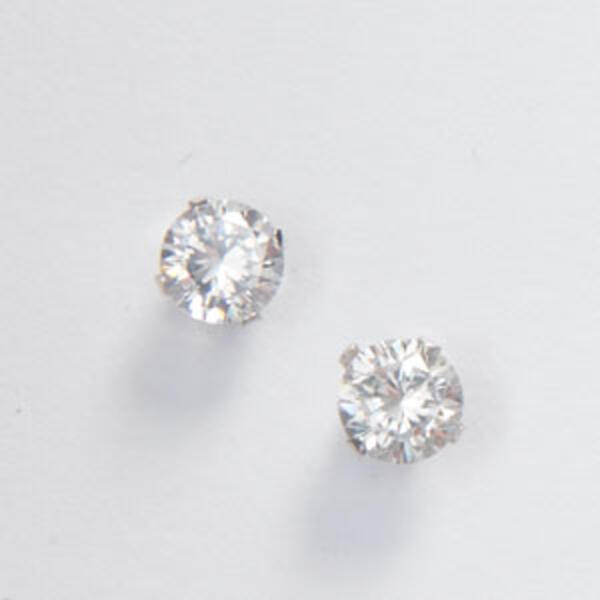 White Gold 5mm White Cubic Zirconia Stud Earrings - image 