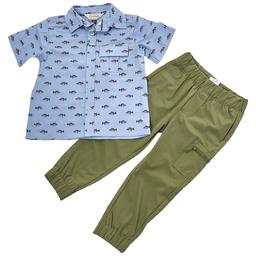 Toddler Boy Hunter Fish Button Down And Cargo Pants Set