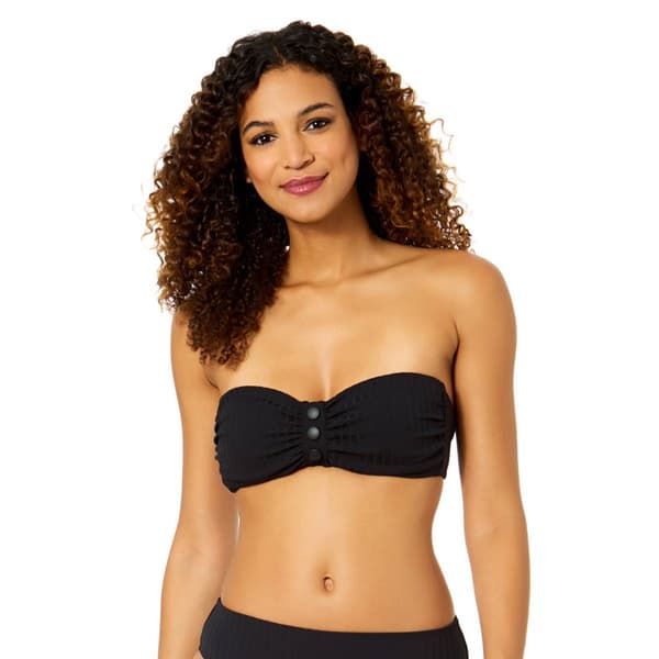 Womens Anne Cole Solid Luna Texture Snap Front Bandeau Bra Top - image 