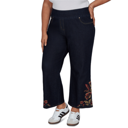 Plus Size Ruby Rd. English Countryside Embroidered Hem Jeans