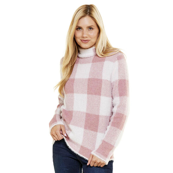 Plus Size Chloe & Jasmine  Long Sleeve Mock Neck Plaid Pullover - image 