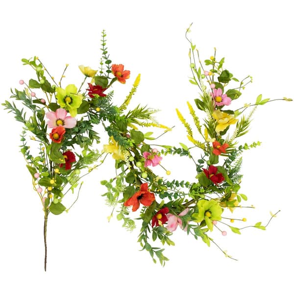 Northlight Seasonal Artificial Poppy & Eucalyptus Spring Garland