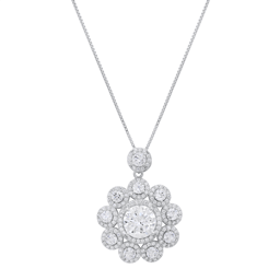 Saffron 6ctw. Moissanite Diamond Floral Halo Pendant Necklace