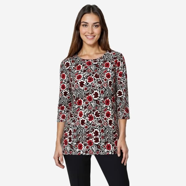 Womens Emily Daniels 3/4 Sleeve Ditsy Jacquard Tunic Blouse - image 
