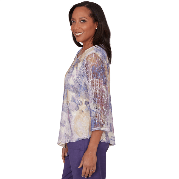 Womens Alfred Dunner Grand Bazaar Stained Glass Mesh Blouse