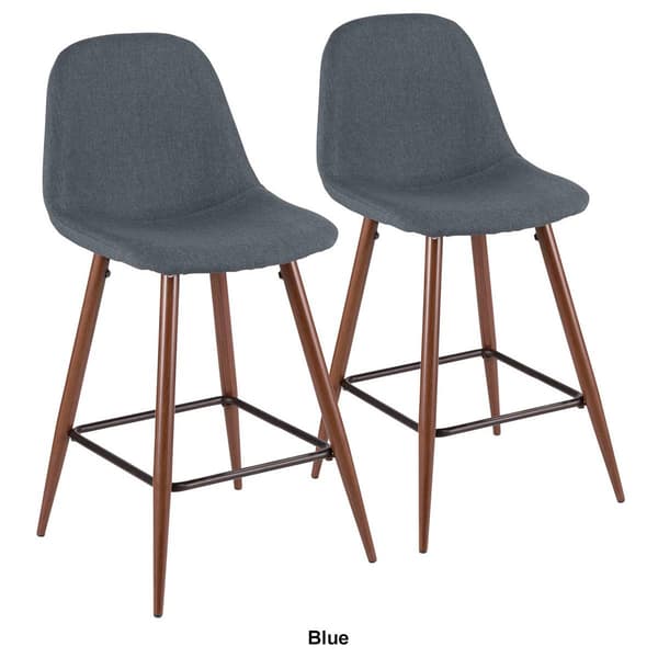 LumiSource Pebble Mid-Century Modern Counter Stools - Set of 2