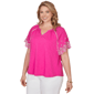 Plus Size Ruby Rd. Hothouse Florals Embroidery Sleeve Blouse - image 3