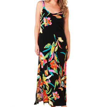 Womens MSK Sleeveless Floral Side Slit Maxi Dress - Black - Boscov's