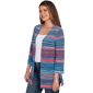 Womens Ruby Rd. Indigo Go Front Pocket Stripe Open Cardigan - image 3