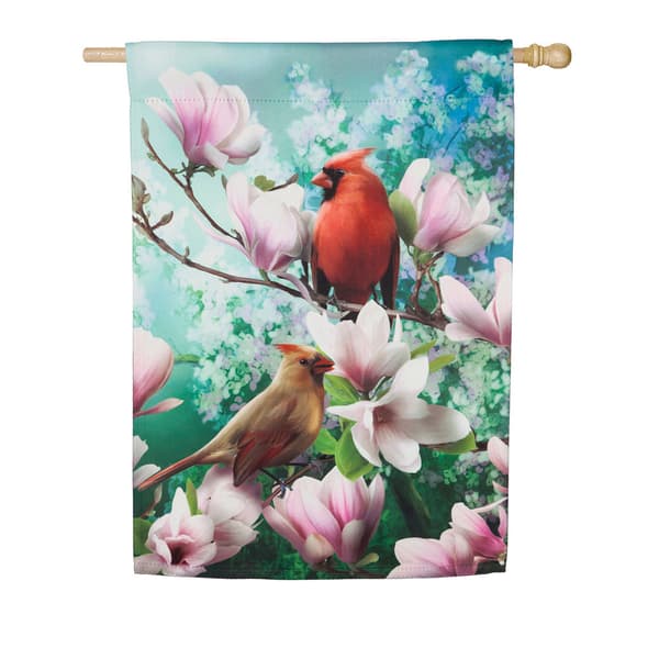Evergreen Cardinal Family Garden Flag - image 