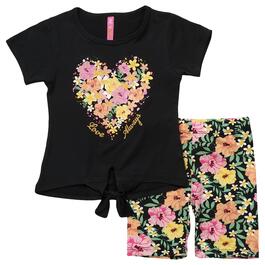 Girls &#40;4-6x&#41; Dream Star Floral Heart Top & Floral Bike Shorts Set