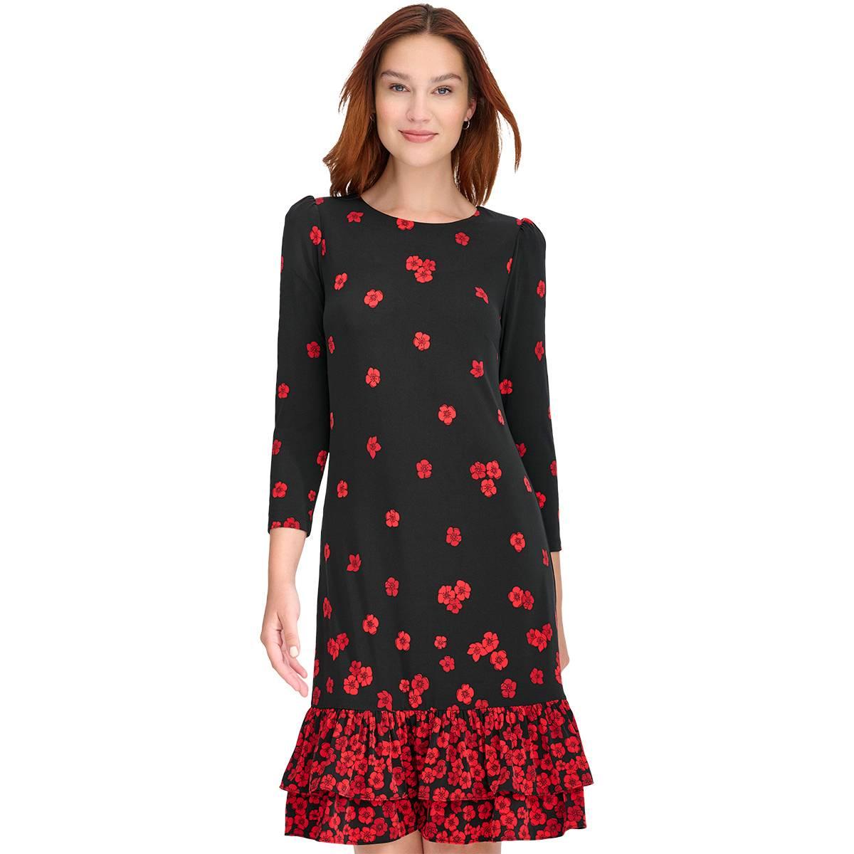 Womens Tommy Hilfiger Floral Ruffle Hem Shift Dress