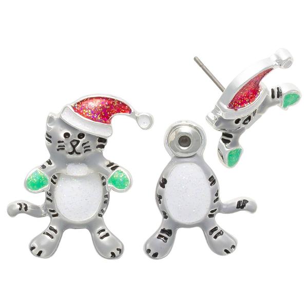 3D Christmas Cat Earrings