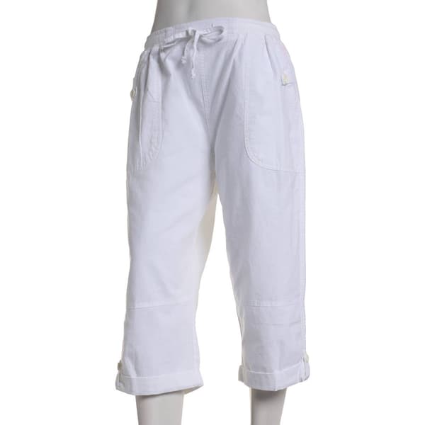 Womens Jordana Rose Rib-Knit Waist Capri Pants - image 