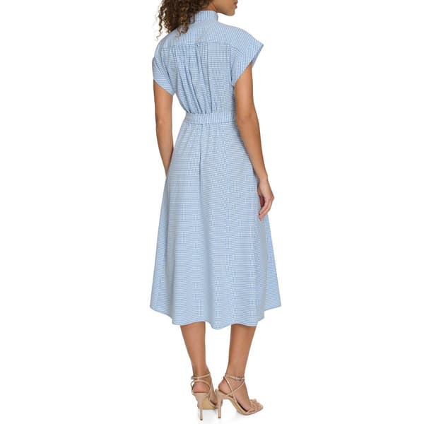 Womens Calvin Klein Short Sleeve Commuter Gingham Shirtdress