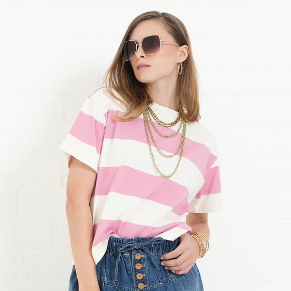 Womens MNK Short Sleeve Stripe Boxy Tee - image 