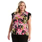 Plus Size Rafaella(R) Ruffle Cap Sleeve Rainforest Tropical Top - image 1