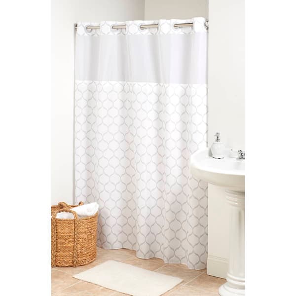 Ogee Print Hookless Shower Curtain w/ Liner - image 