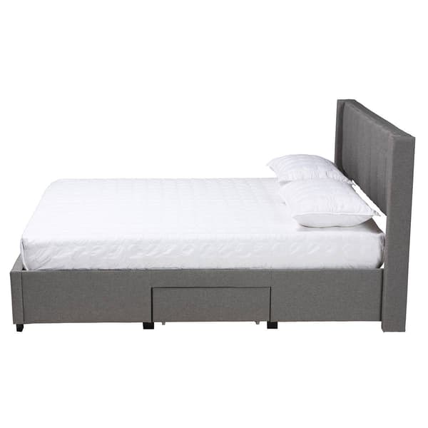 Baxton Studio Coronado Grey Fabric 3-Drawer Storage Platform Bed