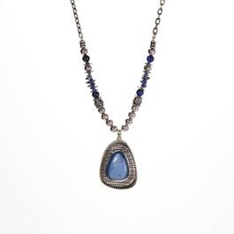 Ruby Rd. Blue Cabochon Silver-Tone Pendant Necklace