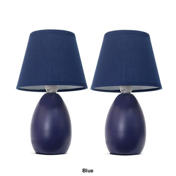 Simple Designs Mini Egg Oval Ceramic Table Lamp w/Shade-Set of 2