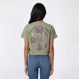 Juniors Attitude Not Included Embroidered Drop Shoulder Crop Tee