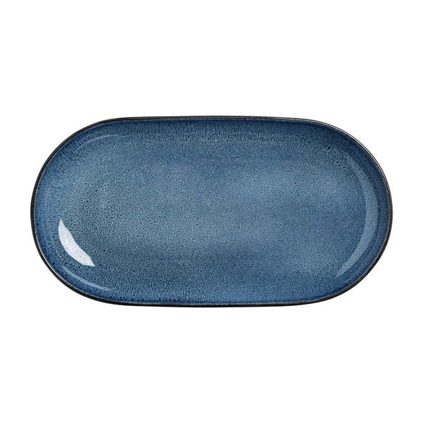 Sango Resona Blue/Black Large Ceramic Serving Platters - Set of 2