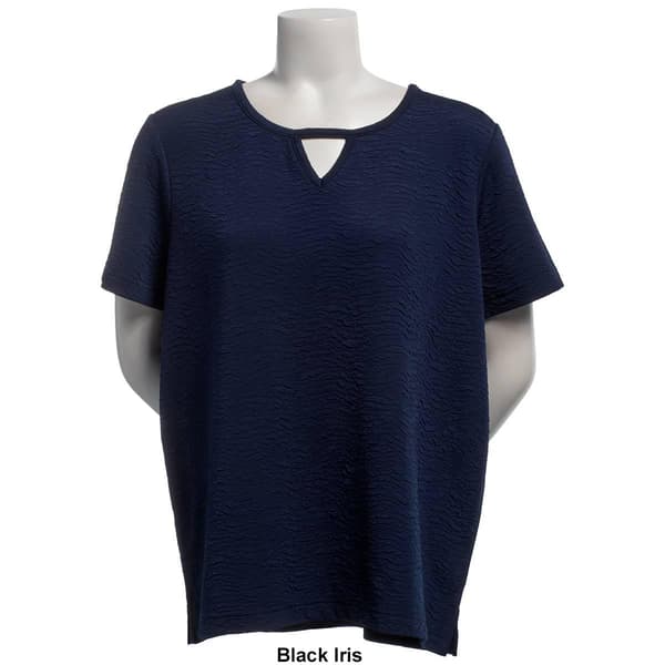 Plus Size Hasting & Smith Short Sleeve Keyhole Textured Tee