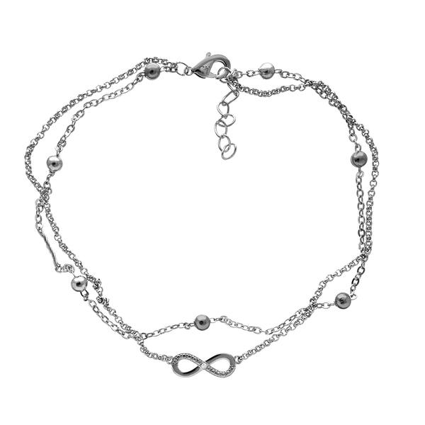 Barefootsies Diamond Accent Infinity 2 Strand Anklet Bracelet - image 