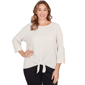 Plus Size Emaline Key Items 3/4 Sleeve Boat Neck Textured Knit T - image 1