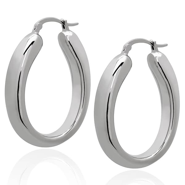Gianni Argento Silver Plated Graduated Long Hoop Earrings - image 