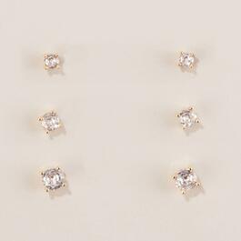 Design Collection CZ Gold-Tone Trio Graduated Earrings